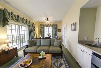 Hotel Suite with a Living Room and Couch