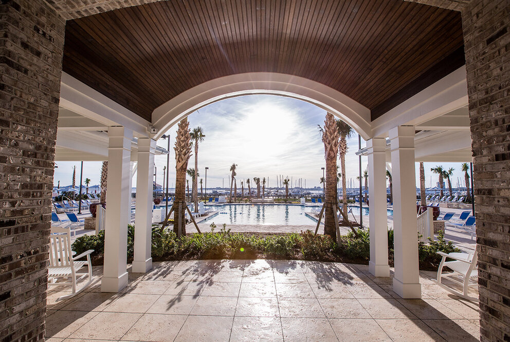 Covered Tile Deck Overlooking The Beach Club Pool