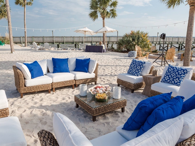 Beach Lounge Seating for your wedding at Charleston Harbor Resort & Marina