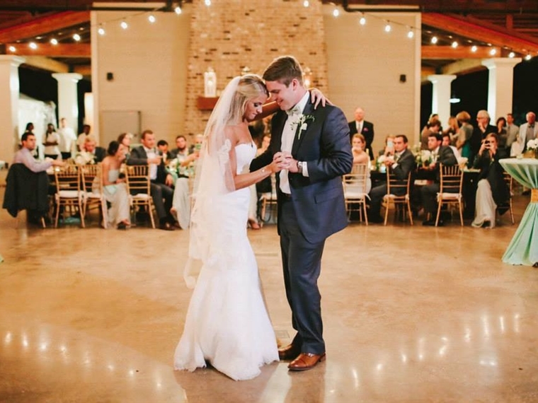 Bride and Groom dancing in the Pavilion in Charleston, SC