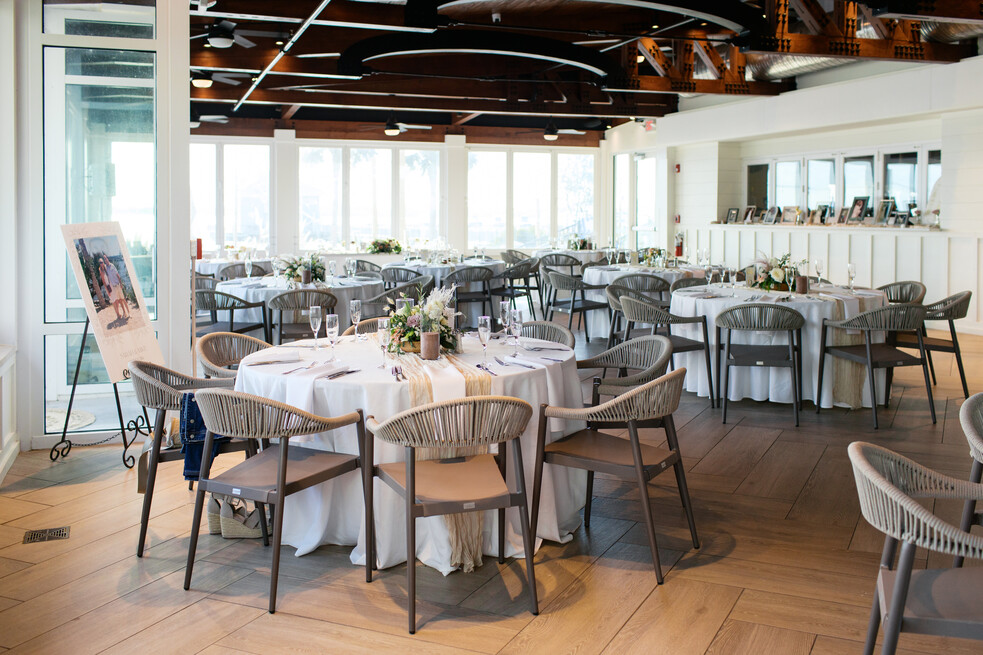 a room with tables and chairs