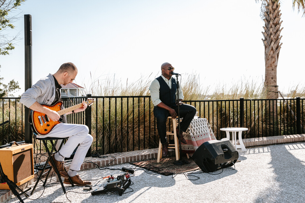 a group of men playing instruments outside