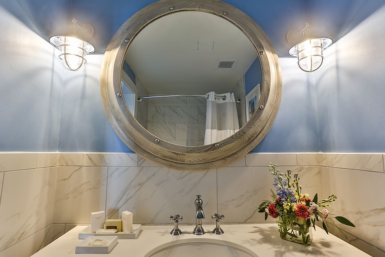 Superior Two Queen room bathroom vanity